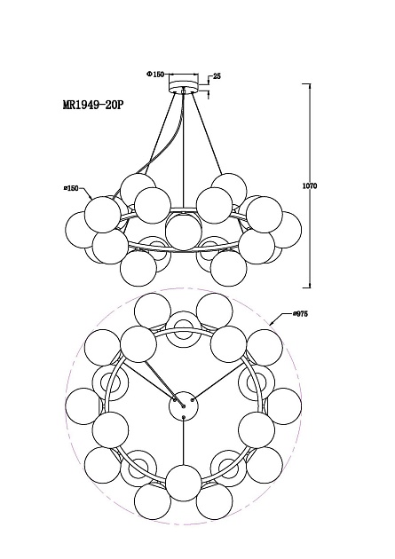 Подвесная люстра MyFar Aerton MR1949-20P изображение 2 Подвесная люстра MyFar Aerton MR1949-20P Фото № 2