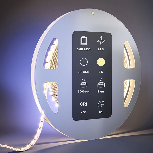 Светодиодная влагозащищенная лента Maytoni 9,6W/m 120LED/m 2835SMD теплый белый 5M 201042 изображение 2 Светодиодная влагозащищенная лента Maytoni 9,6W/m 120LED/m 2835SMD теплый белый 5M 201042 Фото № 2