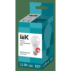 Лампа светодиодная IEK E27 11W 4000K матовая LLE-A60-11-230-40-E27 1