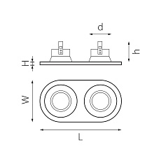 Комплект из светильников и рамки Lightstar Domino Round (214656+214606+214606) D6560606 1