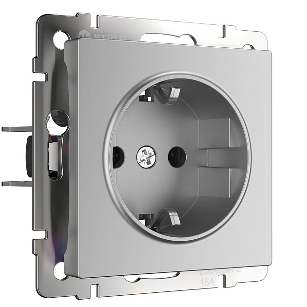 Розетка с заземлением Werkel серебряный W1171006 4690389156410 Фото № 1