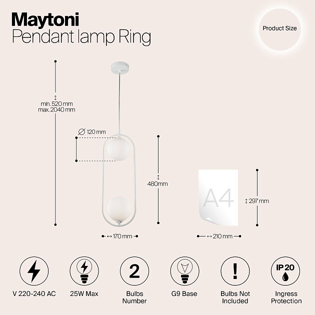 Подвесной светильник Maytoni Ring MOD013PL-02W Фото № 2