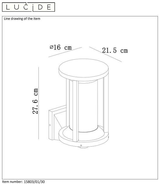 Уличный настенный светильник Lucide Cadix 15803/01/30 изображение 3 Уличный настенный светильник Lucide Cadix 15803/01/30 Фото № 3