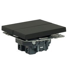 Выключатель двухклавишный Stekker Эмили черный уголь RSW10-5104-05 49840 3