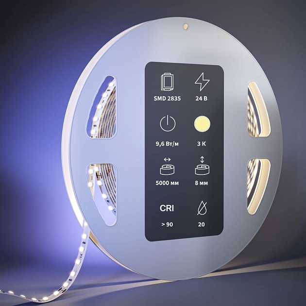 Светодиодная лента Maytoni 9,6W/m 120LED/m 2835SMD теплый белый 5M 201038 изображение 2 Светодиодная лента Maytoni 9,6W/m 120LED/m 2835SMD теплый белый 5M 201038 Фото № 2