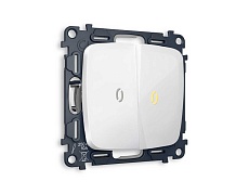 Комплект механизма 2-клавишного выключателя с подсветкой 3200K OMEGA Белый глянец 10A-250V QUANT (OP1040, VM115, G11Y) MО104010