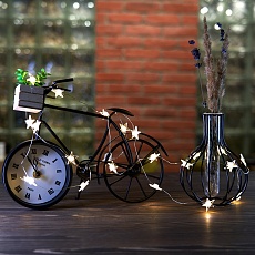 Светодиодная гирлянда Feron CL589 линейная Звездочки на проволоке, 2700К, с питанием от батареек, прозрачный шнур 2.3м 51445 1