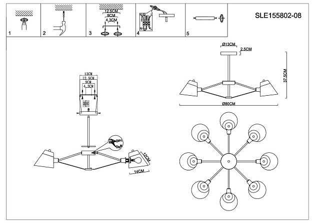 Потолочная люстра Evoluce Vario SLE155802-08 Фото № 3