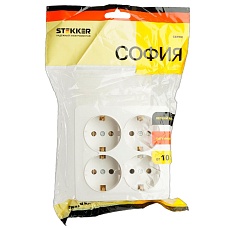 Розетка 4-местная 2P+PE Stekker София белый MST16-14S-01 49310  2