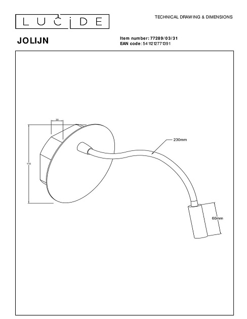Бра Lucide Jolijn 77289/03/31 Фото № 2
