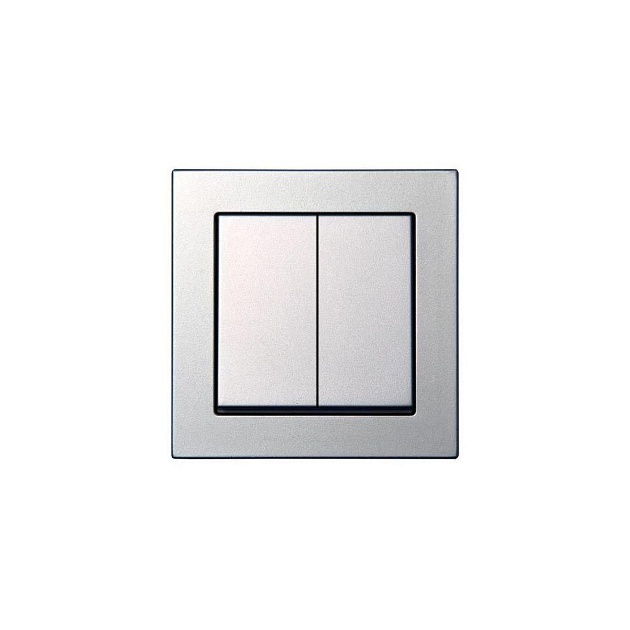 Выключатель двухклавишный Liregus Epsilon серебро 28-173 Фото № 1