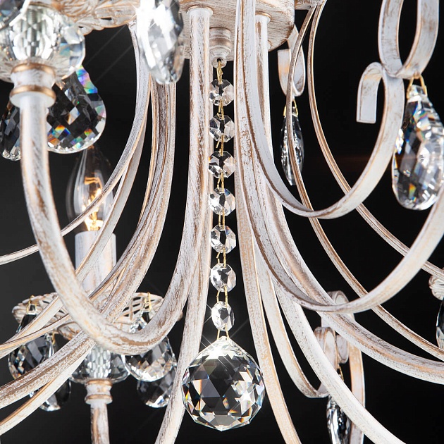 Подвесная люстра Eurosvet 3305/5 белый с золотом/прозрачный хрусталь Strotskis Фото № 4