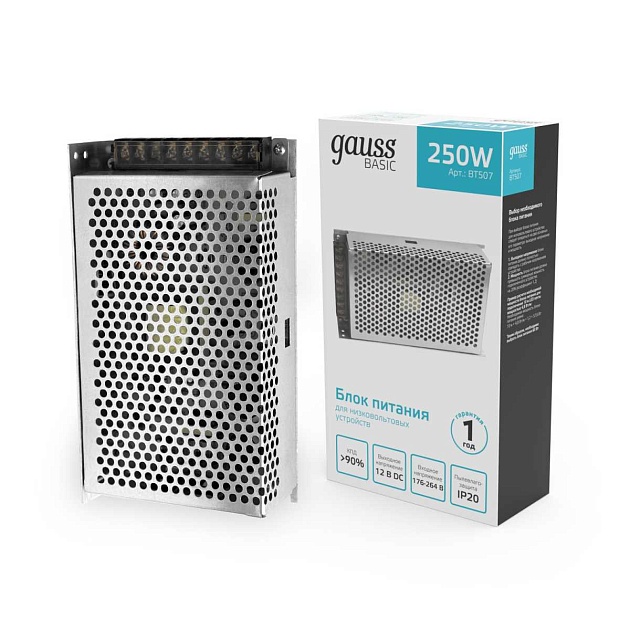 Блок питания Gauss 250W 12V IP20 BT507 изображение 5 Блок питания Gauss 250W 12V IP20 BT507 Фото № 5
