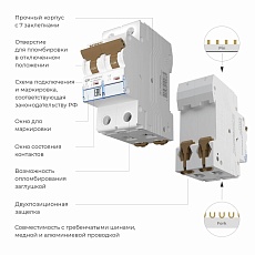 Автоматический выключатель Werkel 2P 20 A C 4,5 кА W902P204 4690389192685 1