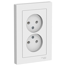 Розетка двойная 2К Systeme Electric AtlasDesign 16A 250V белая ATN000120