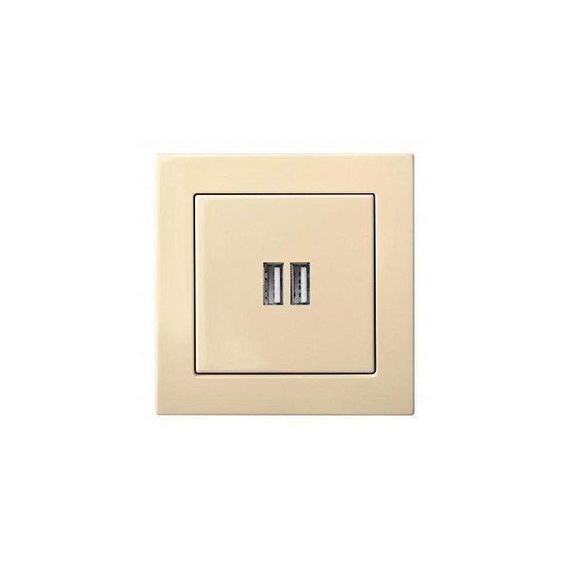 Розетка 2xUSB Liregus Epsilon бежевый 28-0712 Фото № 1