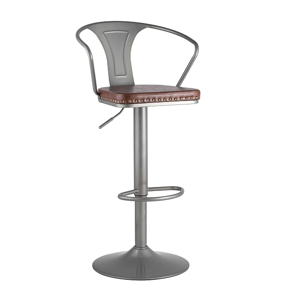 Барный стул Tolix Arms Soft серебристый регулируемый F2535L GREY 7083+PU7002 Фото № 1