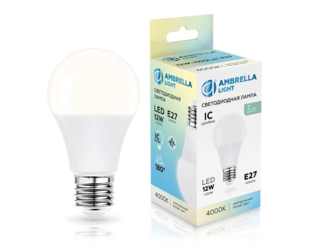 Лампа светодиодная Лон A60 12W 4000K Ambrella light Bulding 601204 Фото № 3