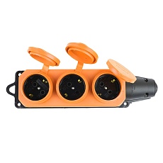 Розетка переносная тройная 2P+PE Stekker Одри с крышкой оранжевый RST16-23-44-5 49405 5