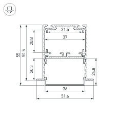 Профиль встраиваемый Arlight SL-Linia52-3L-F-2000 Anod Black 044685 3