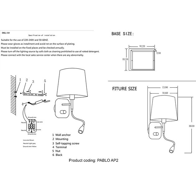 Бра Crystal Lux Pablo AP2 Black/Black-Gold Фото № 2