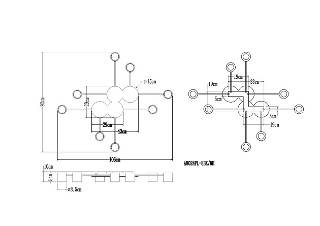 Потолочная люстра Arte Lamp Legacy A8024PL-8BK Фото № 2