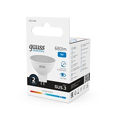 Лампа светодиодная Gauss GU5.3 9W 6500K матовая 13539 1