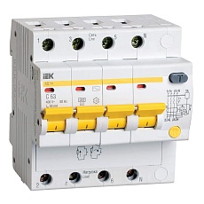 KARAT Дифференциальный автомат АД14 4P 63А 30мА тип AC IEK MAD10-4-063-C-030