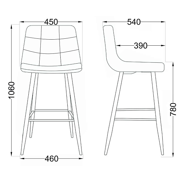 Барный стул AksHome Stella серый, велюр 75814 Фото № 2