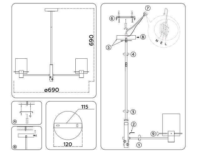 Подвесная люстра Ambrella Light High Light Modern LH57041 Фото № 2