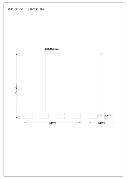 Подвесная люстра Arte Lamp Sebastian A7051SP-4WH Фото № 2