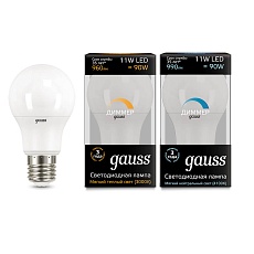 Лампа светодиодная диммируемая Gauss E27 11W 3000K матовая 102502111-D 2