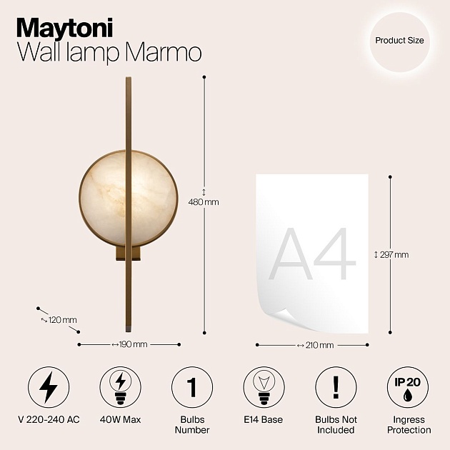 Бра Maytoni Marmo MOD099WL-01G Фото № 2