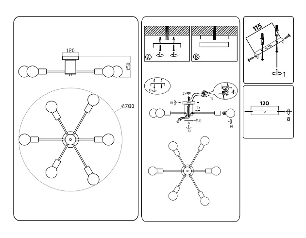 Потолочная люстра Ambrella light Traditional Loft TR80402 изображение 5 Потолочная люстра Ambrella light Traditional Loft TR80402 Фото № 5