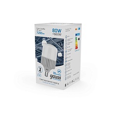 Лампа светодиодная Gauss E40 80W 6500K матовая 63438 4