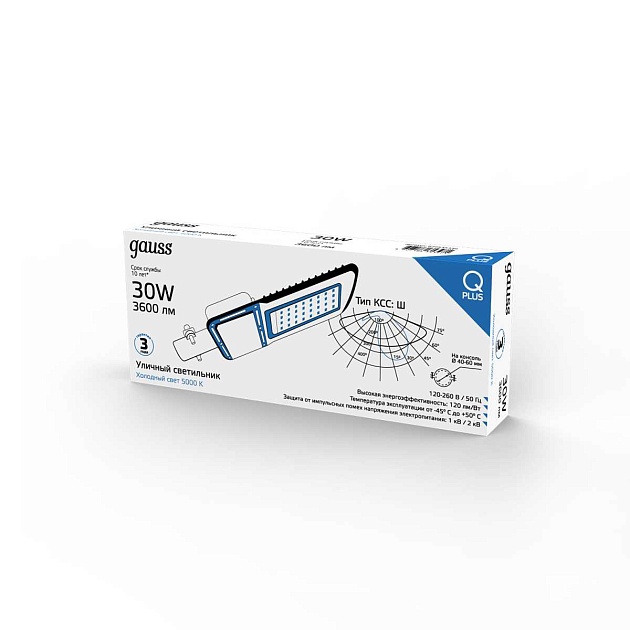 Уличный светодиодный консольный светильник Gauss Qplus 629535330 Фото № 3