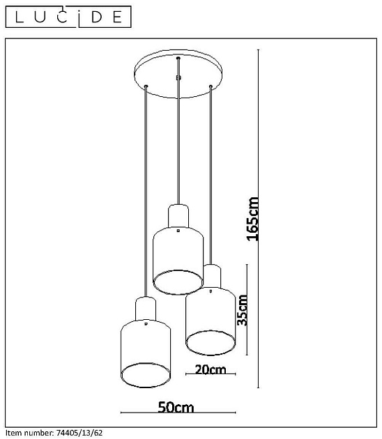 Подвесная люстра Lucide Toledo 74405/13/62 изображение 5 Подвесная люстра Lucide Toledo 74405/13/62 Фото № 5