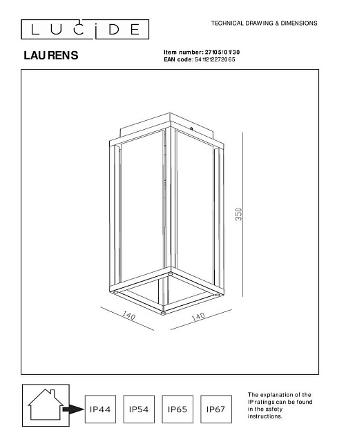 Уличный светильник Lucide Laurens 27105/01/30 Фото № 2