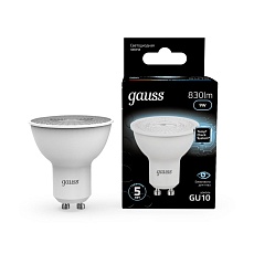 Лампа светодиодная Gauss GU10 9W 4100K матовая 101506209 4