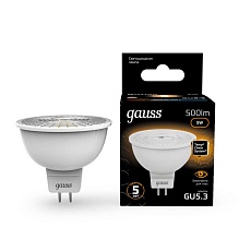 Лампа светодиодная Gauss GU5.3 5W 3000K матовая 101505105 1