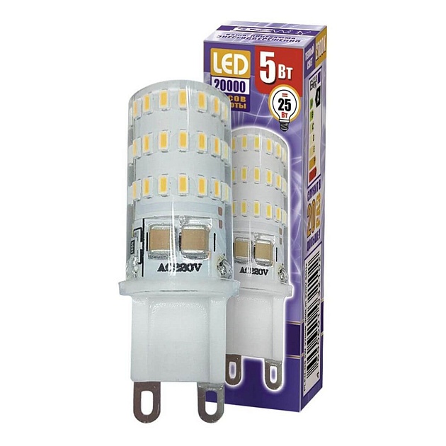 Лампа светодиодная Jazzway G9 5W 2700K прозрачная 1032102B Фото № 1