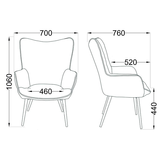 Кресло AksHome Bogema бежевый, велюр 78236 Фото № 2