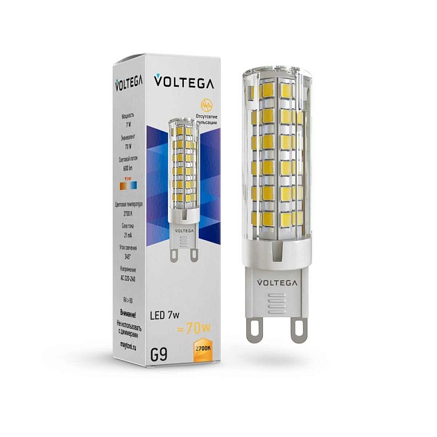 Лампа светодиодная Voltega G9 5W 2700K прозрачная 7263 Фото № 2