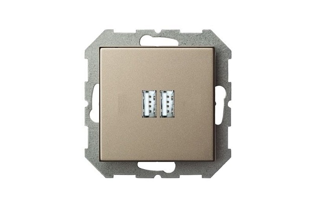 Розетка 2xUSB Liregus Epsilon шампань 28-3242 Фото № 5