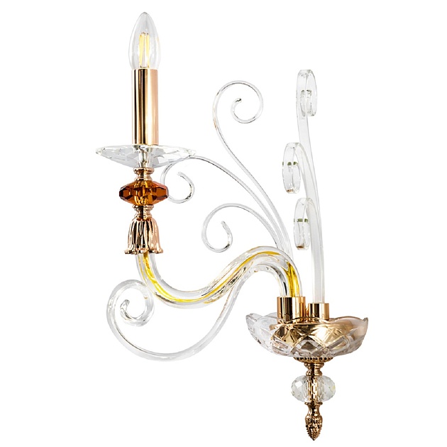 Бра Crystal Lux Catarina AP1 V2 Gold/Transparent-Cognac Фото № 1