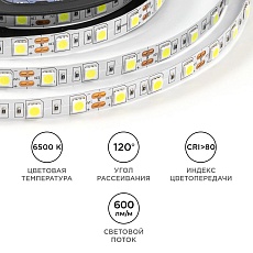 Светодиодная лента OGM 14,4W/m 60LED/m 5050SMD холодный белый 5M LSE-270 1