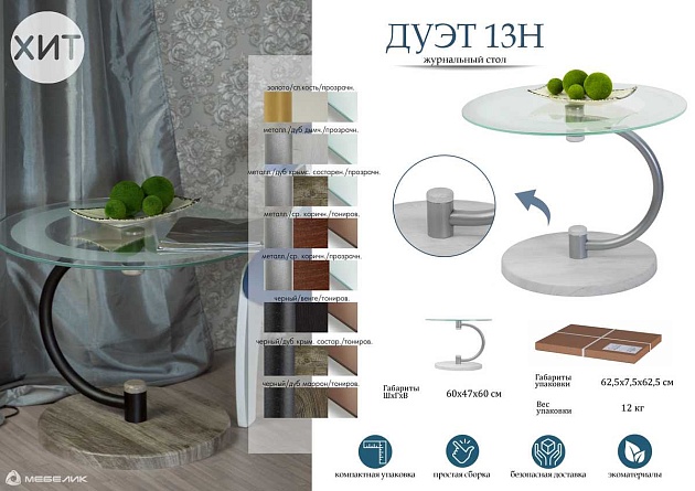 Журнальный стол Мебелик Дуэт 13Н 007247 Фото № 5