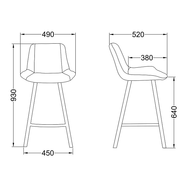 Барный стул AksHome Leros светло-серый, велюр 81473 Фото № 2