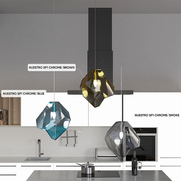 Подвесной светильник Crystal Lux NUESTRO SP1 CHROME/BLUE изображение 3 Подвесной светильник Crystal Lux NUESTRO SP1 CHROME/BLUE Фото № 3