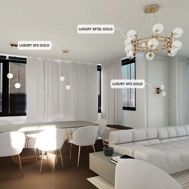 Подвесная люстра Crystal Lux Luxury SP12L Gold изображение 4 Подвесная люстра Crystal Lux Luxury SP12L Gold Фото № 4